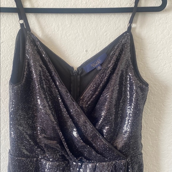 RACHEL Rachel Roy Black Asymmetrical Wrap Midi Dress - Picture 3 of 8